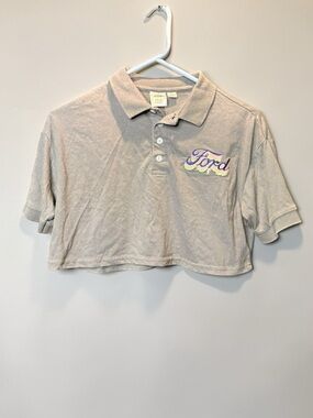 Ford Women's Gray Cropped Polo Shirt